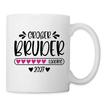 Großer Bruder 2027 loading Herzchen Ladebalken - Tasse - Weiß - Rechts
