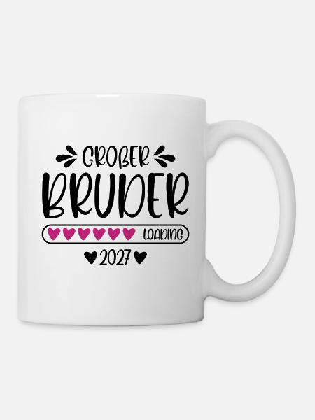 Großer Bruder 2027 loading Herzchen Ladebalken - Tasse - Weiß