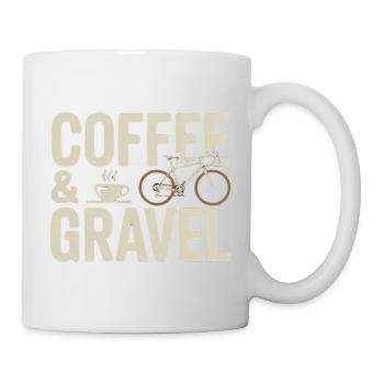 Coffee & Gravel – Gravelbike Lifestyle Shirt - Tasse - Weiß - Rechts