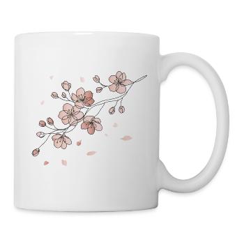 Cherry Blossom Branch Line Art Illustration - Mug - white - Right