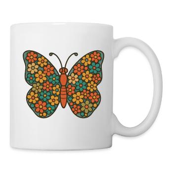 Papillon aux ailes de fleurs - Mug blanc - blanc - Droite