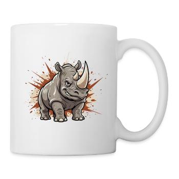 Powerful Rhino Cartoon - Mug - white - Right