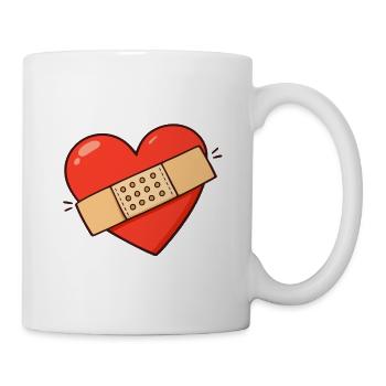Herz mit Pflaster - Tasse - Weiß - Rechts