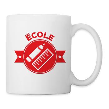Logo École : Écusson Rouge Matériel de Géométrie - Mug blanc - blanc - Droite