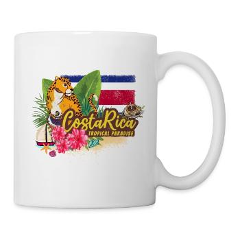 Costa Rica Retro Jaguar Vintage mit Fahne Souvenir - Tasse - Weiß - Rechts