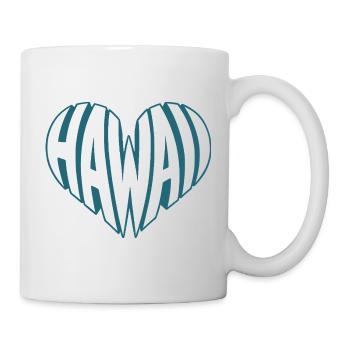 Hawaii, Hawai kantiges HerzTypo-Design - Tasse - Weiß - Rechts