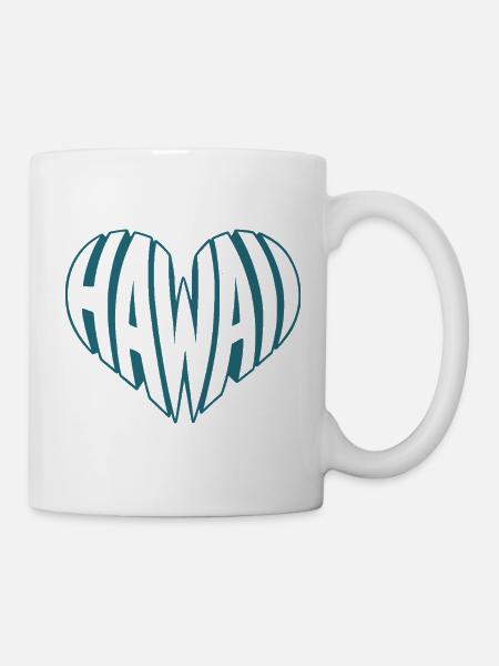 Hawaii, Hawai kantiges HerzTypo-Design - Tasse - Weiß