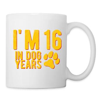 I'M 16 In Dog Years Circa 90 Years Funny Birthday - Mug - white - Right