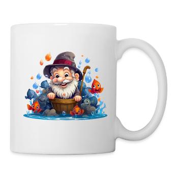 Pêcheur joyeux avec des poissons colorés - Mug blanc - blanc - Droite