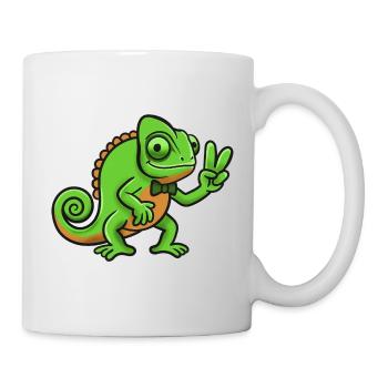 Chameleon Gentleman Peace Sign - Mug - white - Right