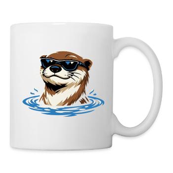 Loutre Froide Otter avec lunettes de soleil - Mug blanc - blanc - Droite