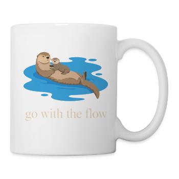 Otter Duo: Geh mit dem Strom - Tasse - Weiß - Rechts