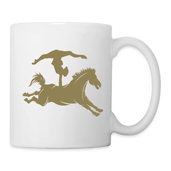 Saut en silhouette minimaliste à cheval - Mug blanc - blanc - Droite