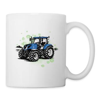 Blue Tractor – Trekker vintage en demi-teinte - Mug blanc - blanc - Droite