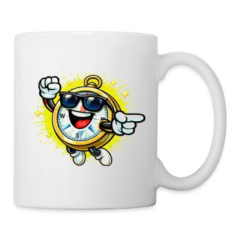 Playful stopwatch with sunglasses - Mug - white - Right