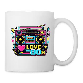Liebe die 80er Neon-Boombox - Tasse - Weiß - Rechts
