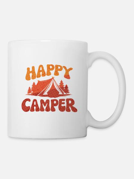 Fröhlicher Camper Lager-Print - Tasse - Weiß
