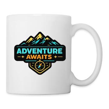 L’aventure attend la boussole du paysage montagneux - Mug blanc - blanc - Droite