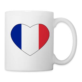 Blue white red tricolor heart - Flag FRANCE - Mug - white - Right