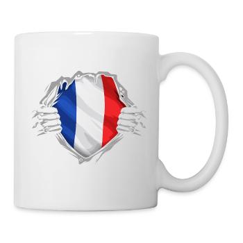 Französische Flagge zerrissen, patriotischer Stil Frankreichs - Tasse - Weiß - Rechts