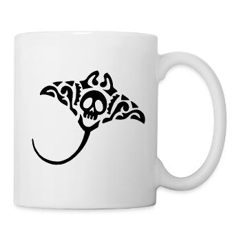 Raie Manta et crâne (noir) - Mug blanc - blanc - Droite