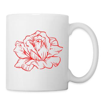 Art en ligne rose rouge - Mug blanc - blanc - Droite