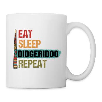 Essen Schlaf Didgeridoo Wiederholen - Tasse - Weiß - Rechts