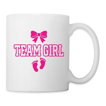 Team Girl Schleife Fußspuren Design - Tasse - Weiß - Rechts