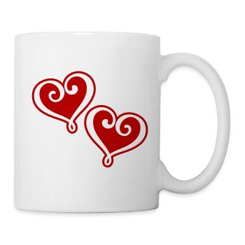 Herzen Symbol - Tasse - Weiß - Rechts