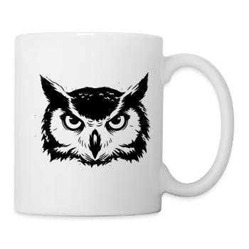 Owl Head Eagle Owl Silhouette - Mug - white - Right