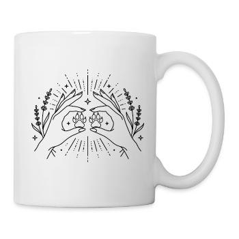 Hundemama Pfoten Hände Boho Tierliebe Frauchen - Tasse - Weiß - Rechts