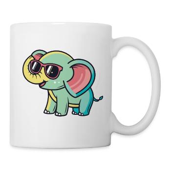 Éléphant pastel à lunettes - Mug blanc - blanc - Droite