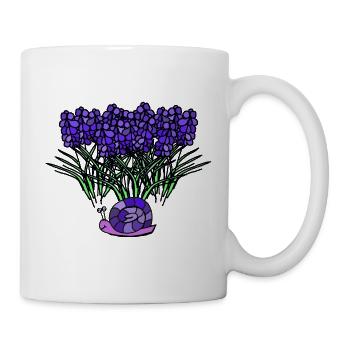 Lila Blumengruß mit Schnecke Lavendel Blume - Tasse - Weiß - Rechts