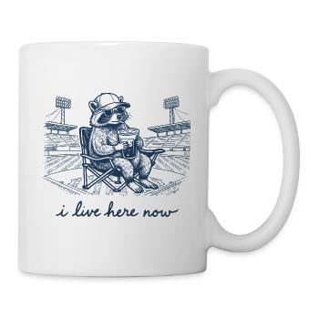 Lustiger Waschbär-Baseball Ich wohne jetzt hier - Tasse - Weiß - Rechts