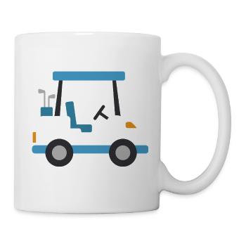 Blauer Golfwagen - Tasse - Weiß - Rechts