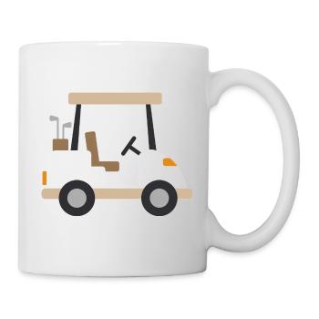Beige Golfwagen - Tasse - Weiß - Rechts