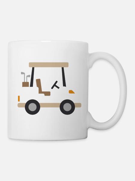 Beige Golfwagen - Tasse - Weiß
