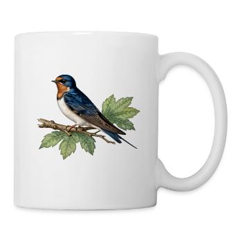 HIrondelle on leafy branch - Mug - white - Right