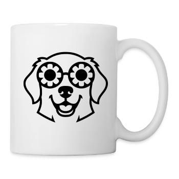 Dog Glasses Flowers Outline - Mug - white - Right