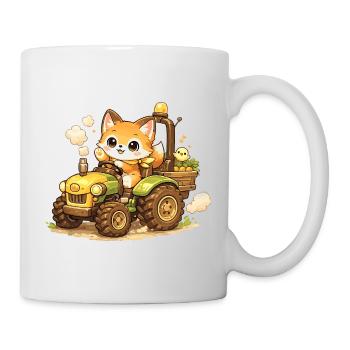 Fuchs auf dem Traktor - Tasse - Weiß - Rechts