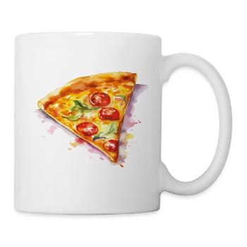 Tranche de pizza aquarelle - Mug blanc - blanc - Droite