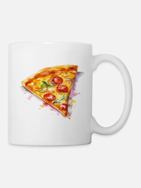 Wasserfarbene Pizzascheibe - Tasse - Weiß