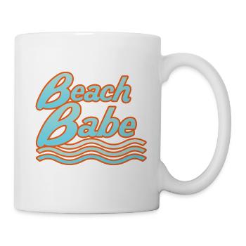 Beach Babe Neon Waves Typografie - Tasse - Weiß - Rechts