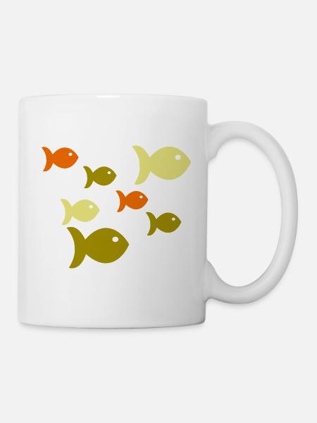 Fische Fischschwarm - Tasse - Weiß