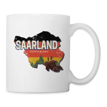 Saarland Deutschland Bundesland Landkarte Souvenir - Tasse - Weiß - Rechts