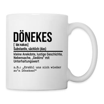 Dönekes Ruhrpott Dialekt, Ruhrgebiet Slang, Hoodie - Tasse - Weiß - Rechts