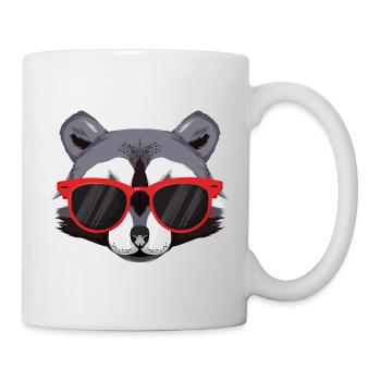 Raton laveur avec des lunettes de soleil rouges froides - Mug blanc - blanc - Droite