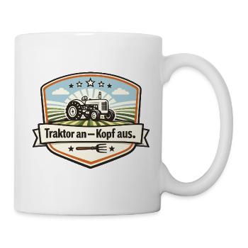 Traktor Patch Kopf Aus - Tasse - Weiß - Rechts