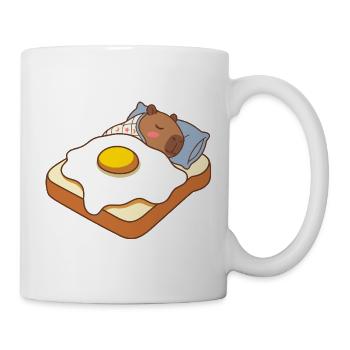 Cute Baby Capybara sleeping on a Toast - Kawai art - Mug - white - Right