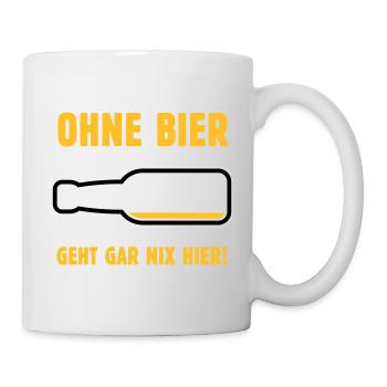 Ohne Bier Geht Gar Nix Hier! (Bierchen / NEG 3C) - Tasse - Weiß - Rechts